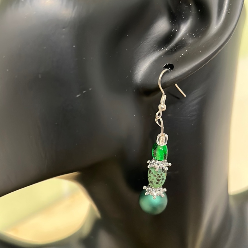 Handcrafted Green Dangle Earrings